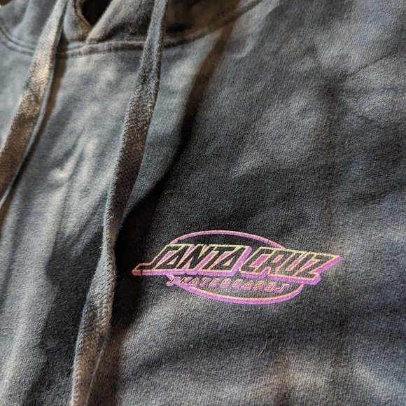 Santa Cruz Skateboards Gray Bleach Dye Pullover Hoodie size Small - Picture 3 of 6